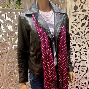 Vintage Diesel leather motorcycle jacket with silver hardware and studs